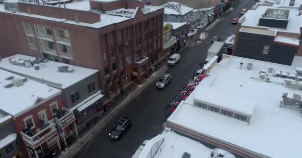 Todavía Dron Disparó Bajo Sobre Los Edificios Park City Durante — Vídeos de Stock