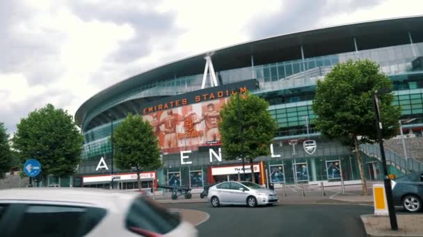 Yttre Över Emirates Stadium Hem För Arsenal Football Club Trafiken — Stockvideo