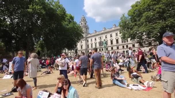 Tłumy Aktywistów Protestujących Przeciwko Wizycie Prezydenta Trumpa Londynie Scena Wokół — Wideo stockowe