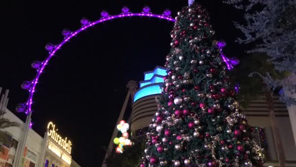 Linq High Roller Las Vegas Strip Time Lapse Éjjel Karácsonykor — Stock videók