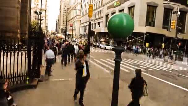 Lamp Turns Night Wall Street Broadway New York City — Stock Video