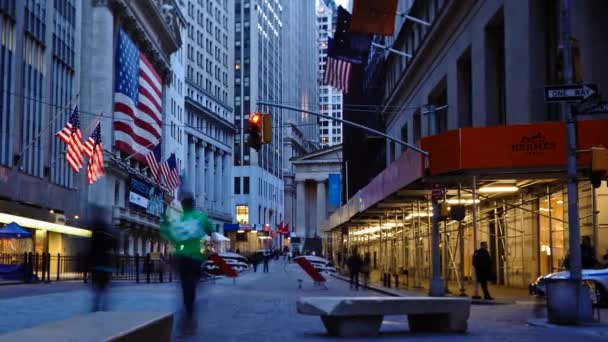 Timelapse Wall Street Cidade Nova Iorque — Vídeo de Stock