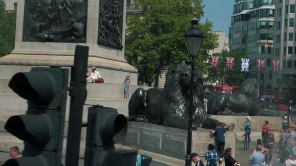 Turistas Trafalgar Square Westminister Londres Visão Janela Ônibus Editorial Slow — Vídeo de Stock