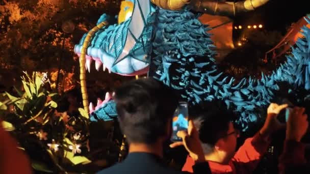 Carnaval Draak Bewegen Straten Van Jaipur Jaigarh Fort Met Mensen — Stockvideo