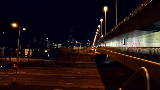 Timelapse Handelskai Street Vienna Austria Night Danube Donaucity Background — Stock Video