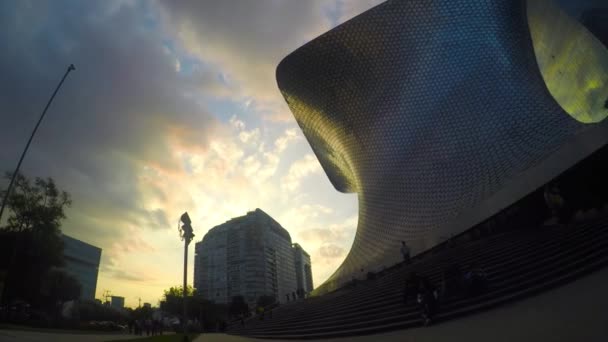 Polanco Meksika Daki Soumaya Müzesi Nde Gün Batımında Zaman Aşımı — Stok video