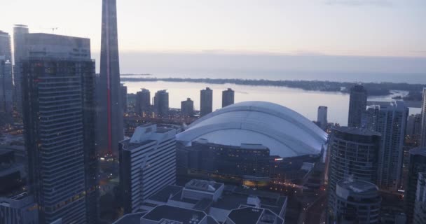 Sabah Işığında Toronto Daki Roger Center Hava Görüntüsü — Stok video