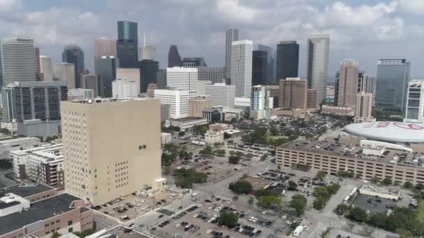 Este Vídeo Uma Vista Aérea Centro Houston Este Vídeo Foi — Vídeo de Stock