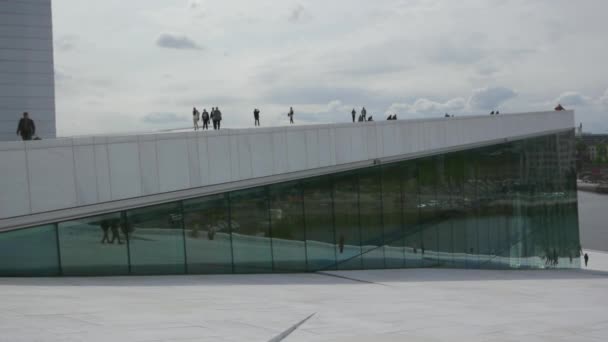 Oslo Opera Binası Güzel Modern Mimari Norveç Teki Ulusal Opera — Stok video