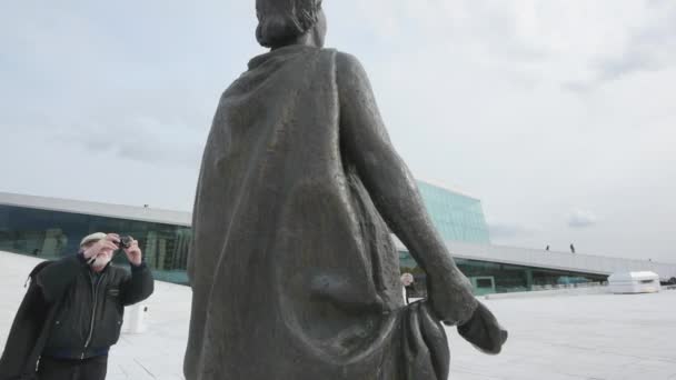 Oslo Opera House Exterior Beautiful Modern Architecture National Opera Theatre — Stock Video