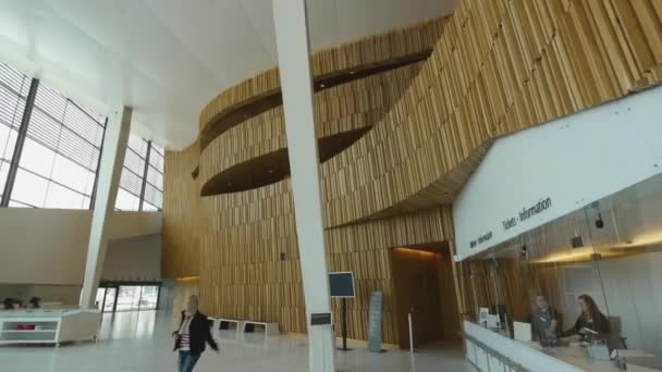 Interiér Oslo Opera House Krásná Moderní Architektura Národní Operní Divadlo — Stock video
