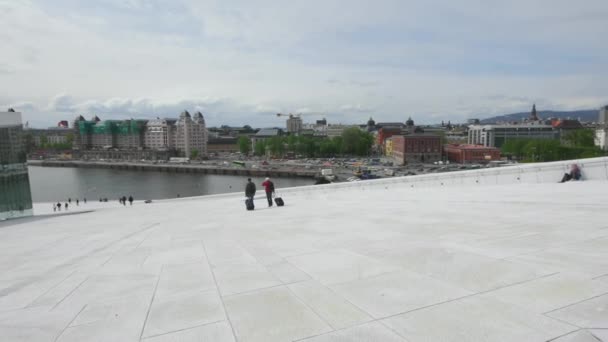 Oslo Opera Binası Güzel Modern Mimari Norveç Teki Ulusal Opera — Stok video