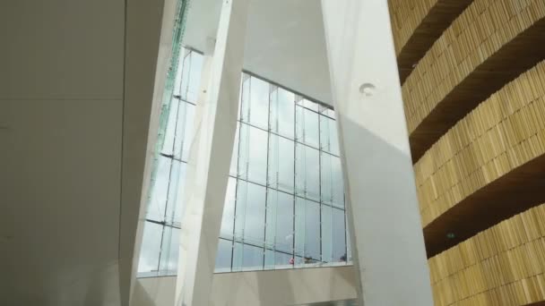 Oslo Opera House Interieur Prachtige Moderne Architectuur Nationale Opera Theater — Stockvideo