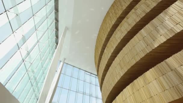 Oslo Opera House Interior Hermosa Arquitectura Moderna Teatro Nacional Ópera — Vídeo de stock