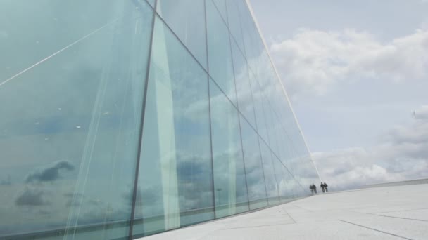 Oslo Opera House Exterior Beautiful Modern Architecture National Opera Theatre — Stock Video