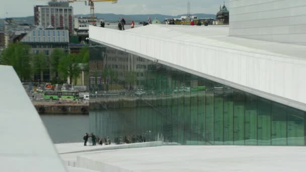 Oslo Operahus Utanför Vacker Modern Arkitektur Nationaloperan Norge Hem För — Stockvideo