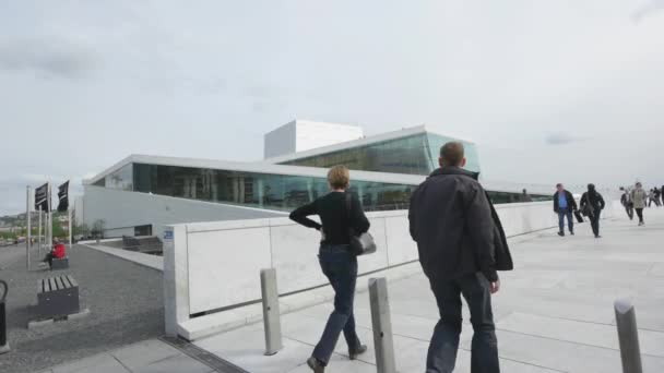 Oslo Opera House Extérieur Belle Architecture Moderne Théâtre National Opéra — Video