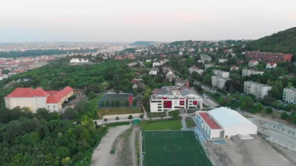 Flygfoto Över Obuda Området Nära Budapests Centrum — Stockvideo