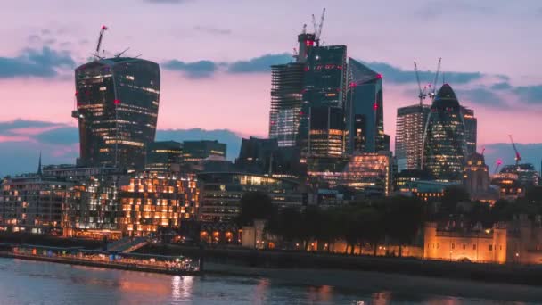 Timelapse Skyline London Velká Británie Sunset Hours Seen London Tower — Stock video