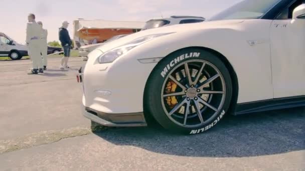 Pan Opon Michelin Samochód Wyścigowy Drag — Wideo stockowe