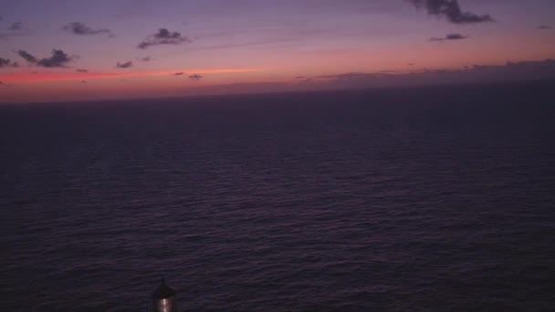 Blick Auf Den Leuchtturm Von Makapuu Und Sonnenaufgang Hintergrund — Stockvideo