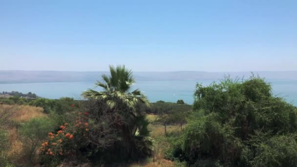 Monte Das Bem Aventuranças Com Vista Para Mar Galileia — Vídeo de Stock