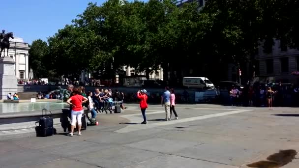 Scene Trafalgar Square Londra Preparano Visita Del Presidente Trump — Video Stock