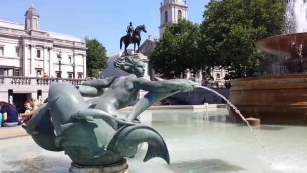 Scener Trafalgar Square London Gör Sig Redo För President Trump — Stockvideo