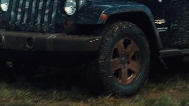 4Wd Tires Moving Mud Slow Motion — Stock Video
