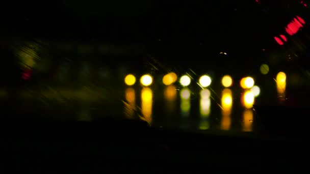 Gotas Lluvia Parabrisas Del Coche — Vídeos de Stock