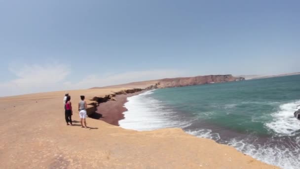 Vista Panorámica Playa Secreta Por Desierto Día Soleado Brillante Una — Vídeos de Stock