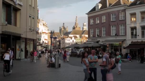 Streetview Lojas Pessoas Caminhando Hertogenbosch Den Bosch Nos Países Baixos — Vídeo de Stock