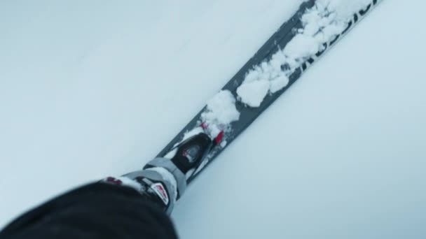 Esqui Para Baixo Montanha Close — Vídeo de Stock