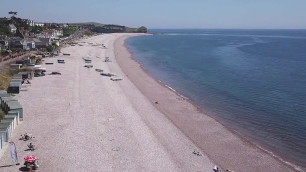 Vista Aérea Espetacular Uma Praia Budleigh Salterton East Devon Englandsea — Vídeo de Stock