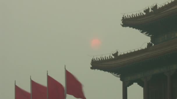Timelapse Ηλιοβασίλεμα Της Πλατείας Τιενανμέν Στο Πεκίνο Κίνα — Αρχείο Βίντεο