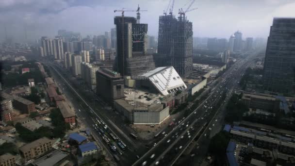 Timelapse Vista Aérea Construção Torre Cctv Pequim China — Vídeo de Stock