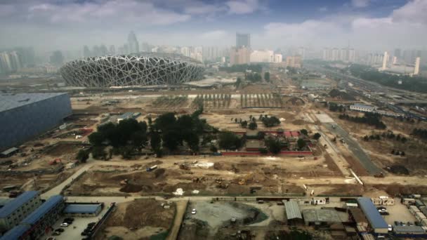 Хронология Национального Стадиона Олимпийского Парка Пекине Китай — стоковое видео