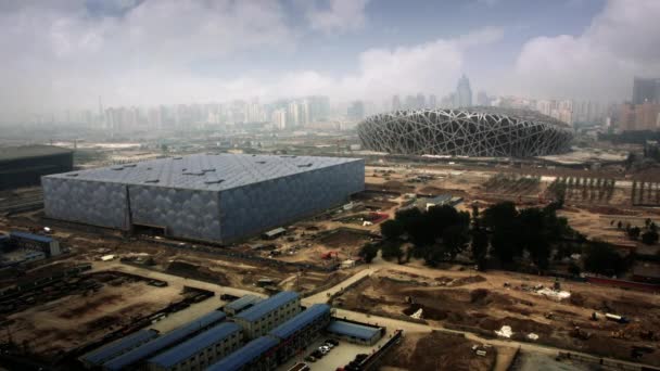 Хронология Национального Стадиона Олимпийского Парка Пекине Китай — стоковое видео