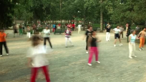 Timelapse Tai Chi Chuan Zasedání Parku Pekingu Číně — Stock video
