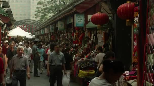Pekin Çin Deki Bir Pazar Sokağında Zaman Eğriliği — Stok video