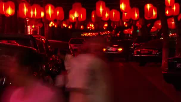 Timelapse Ghost Street Con Linternas Beijing China — Vídeos de Stock