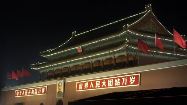 Timelapse Zoom Plaza Tiananmen Por Noche Beijing China — Vídeo de stock