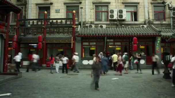 Timelapse Van Voedsel Kraampjes Steegje Beijing China — Stockvideo