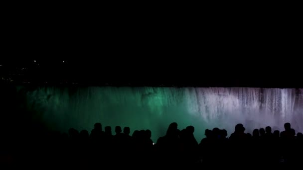 Lado Canadiense Las Cataratas Del Niágara Por Noche — Vídeos de Stock