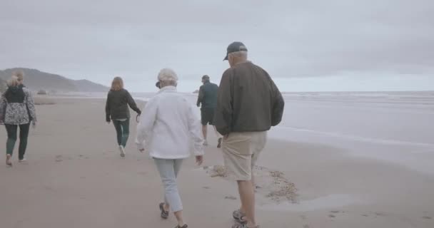 Passeggiata Famiglia Lungo Costa Dell Oregon — Video Stock