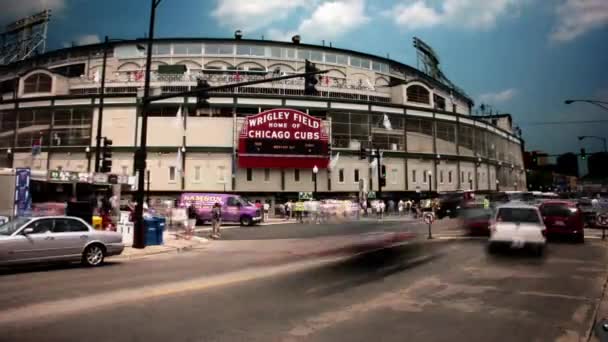 Timelapse Zoom Van Wrigley Field Chicago Illinois — Stockvideo