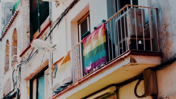 Gay Vlaggen Geblazen Door Wind — Stockvideo