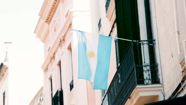 在风中飘扬的阿根廷国旗 — 图库视频影像