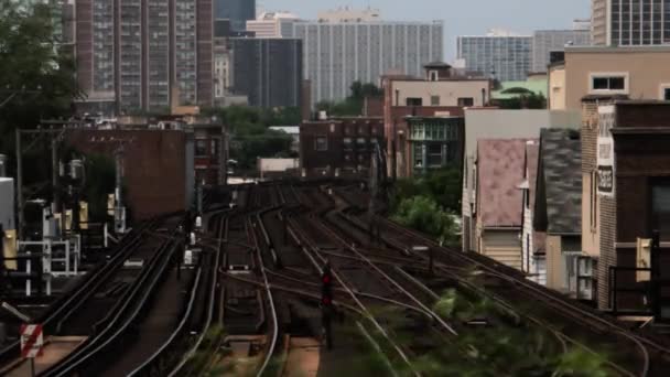 Timelapse Ltrain Addison Station Faixas Chicago Illinois — Vídeo de Stock