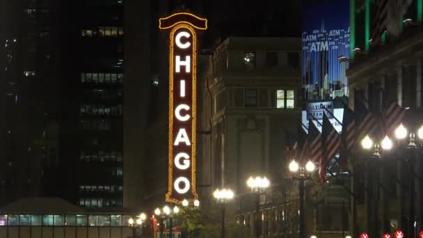 Timelapse Της Chicago Theater State Street Κυκλοφορίας Σικάγο Illinois — Αρχείο Βίντεο